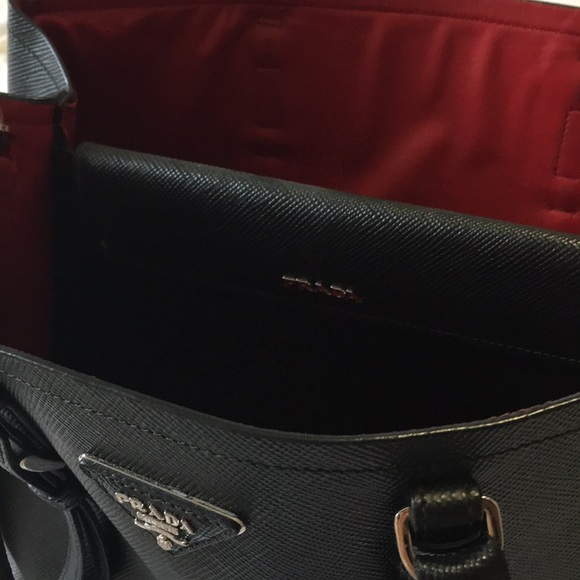 Prada Saffiano Cuir Medium Tote Bag, Black/Red - Picture 4 of 11